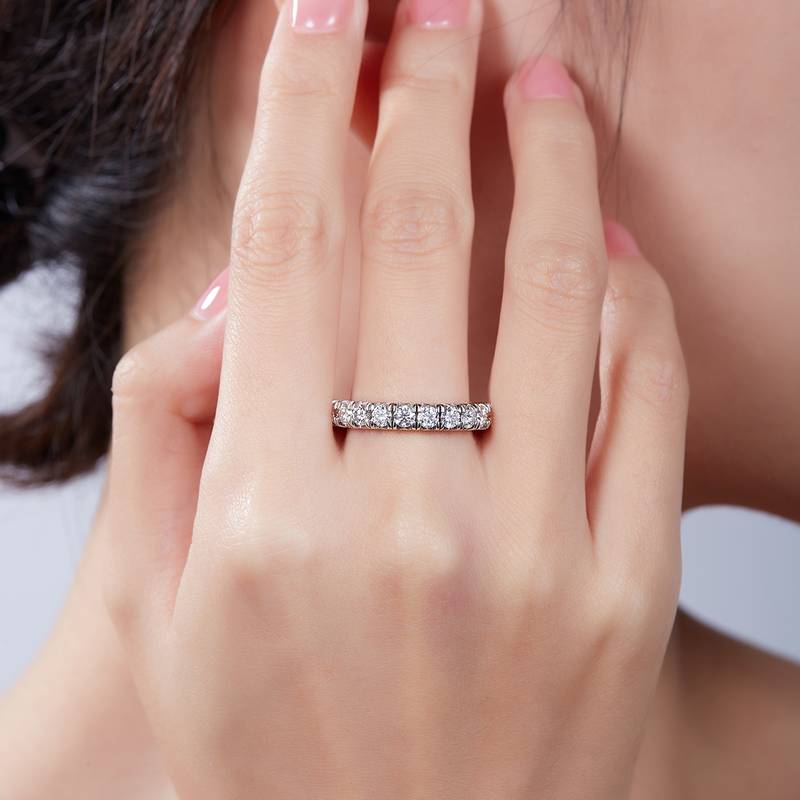 Full circle tiger claw guard ring S925 silver plated platinum moissanite diamond gemstone 3.0mm